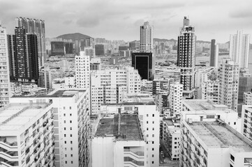 Skyline of residential district of Hong Kong city