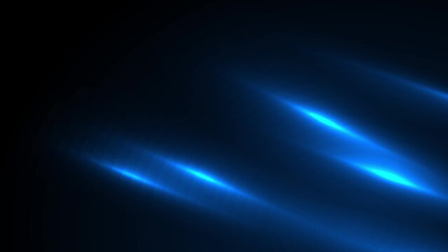 Abstract black background with blue neon glowing stripes