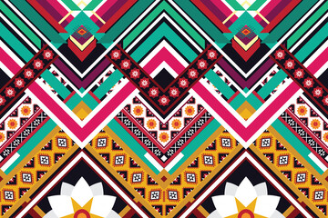 Geometric ethnic flower pattern for background,fabric,wrapping,clothing,wallpaper,Batik,carpet,embroidery style.