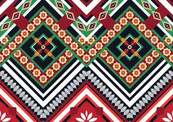 Geometric ethnic flower pattern for background,fabric,wrapping,clothing,wallpaper,Batik,carpet,embroidery style.