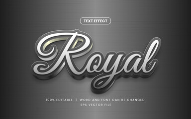 royal silver editable text effect on metal background