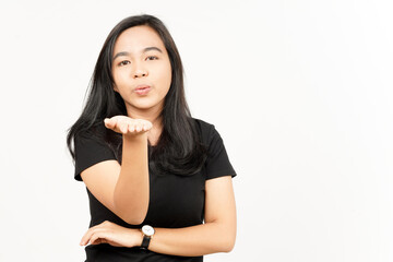 Blowing kiss of Beautiful Asian Woman Isolated On White Background