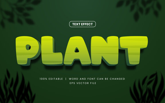 3d green plant editable text effect with game style