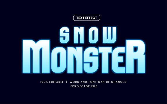 blue snow monster editable text effect with game style