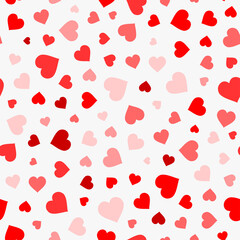 Seamless patterns with red halftone hearts.