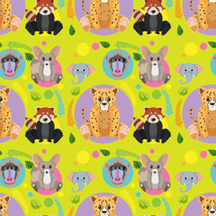 Cute animals seamless pattern