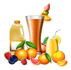 Mixed fruits juice and citrus fruits
