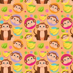Cute monkey seamless pattern
