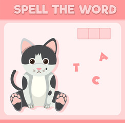 Spell word game with word cat