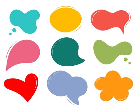 Set of empty speech bubbles. Online chat cloud vector isolated on white background. Bright colorful elements and dialog bubbles for your design. Stock flat illustration with place for text.