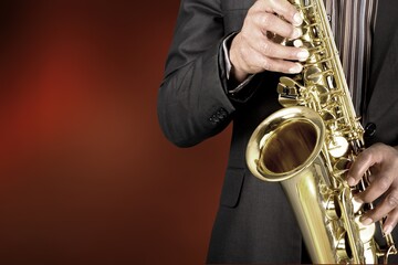 Obraz premium Musician playing jazz music instrument. Band instruments