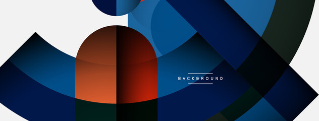 Geometric abstract background. Round shapes, circles, lines composition for wallpaper banner background or landing page