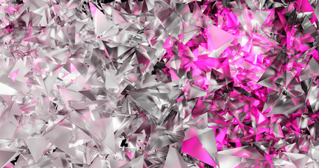 Abstract geometry background. triangle, crystals 3D triangles. Modern wallpaper. Purple tone