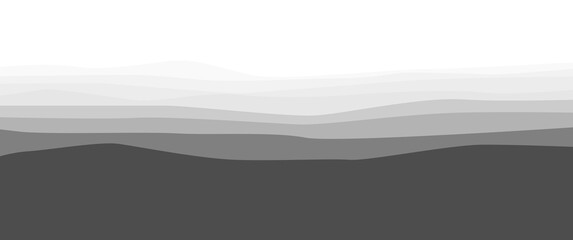 Abstract monochrome layers of sky landscape vector illustration, can be used for background, backdrop, wallpaper, desktop background, backdrop, game assets.