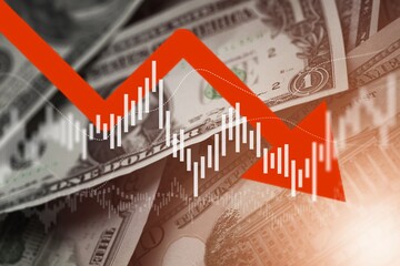 Economist forecast for the United States. dollar bill.  Effect of recession on US economy.