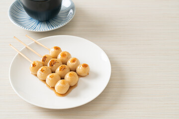 Mitarashi dango. Dumpling in a sweet soy sauce