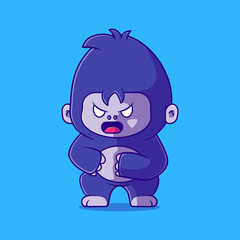 cute angry gorilla illustration suitable for mascot sticker and t-shirt design