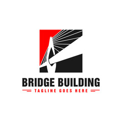 modern bridge construction illustration logo