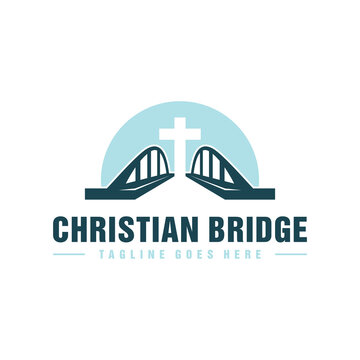christian religious bridge illustration logo