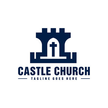 christian religion castle illustration logo