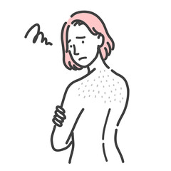 背中のムダ毛に悩んでいる若い女性
