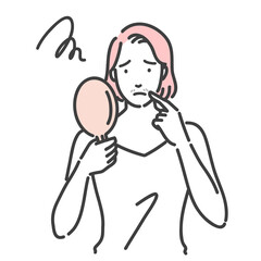 口周りのムダ毛に悩んでいる若い女性
