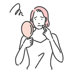 口周りの肌荒れに悩んでいる若い女性
