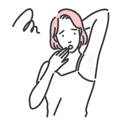 ワキの肌荒れに悩んでいる若い女性
