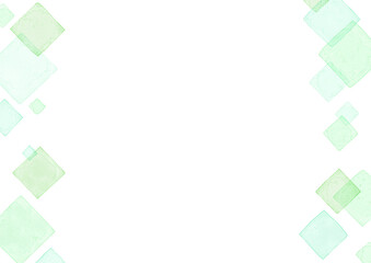 コピースペースのある左右フレームの水彩ダイヤ柄11　緑色Ver