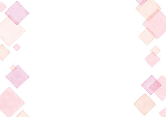 	コピースペースのある左右フレームの水彩ダイヤ柄11　赤色Ver