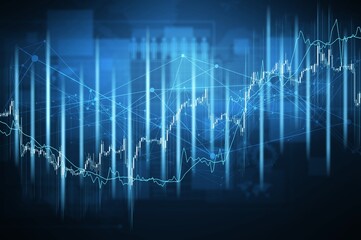 Business graph illustration with light and trade monitor