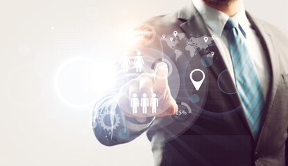Social business on the Network connection.  icon concept for environmental. Governance in sustainable