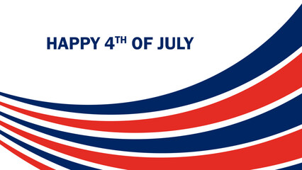Happy 4th of July Independence Day simple wavy stripes line banner background vector.