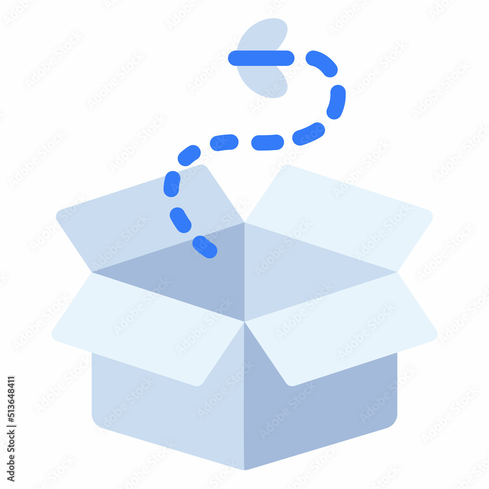 Aufkleber box empty state single isolated icon with flat style