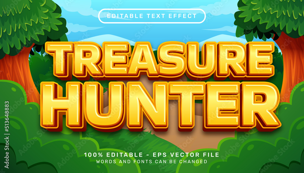Poster treasure hunter 3d text effect and editable text effect