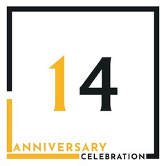 Obraz premium 14 years anniversary celebration template design vector. Creative design for happy birthday, wedding, ceremony, event party, marriage, graduation invitation card, and greeting card.