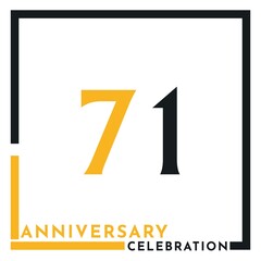 71 years anniversary celebration template design vector. Creative design for happy birthday, wedding, ceremony, event party, marriage, graduation invitation card, and greeting card.