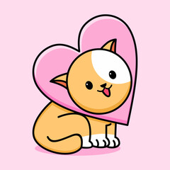 Cute cat with love cartoon design