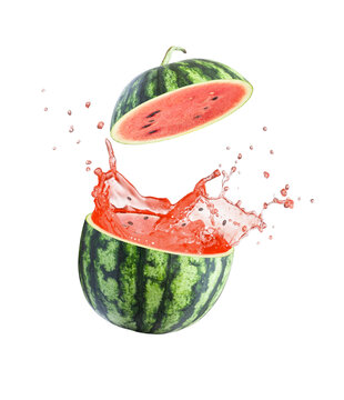 Watermelon Juice Splash On White Background