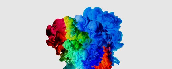 Multicolored smoke abstract over white background