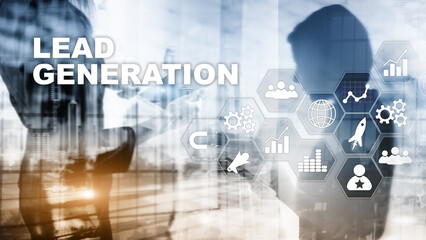 Fototapeta na wymiar Lead Generation Analysis Business Research Interest Concept. Marketing Strategy Financial Technology