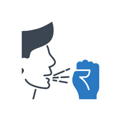 Cough related vector glyph icon