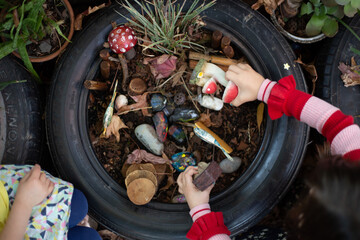 Potted fairy garden in pre-school