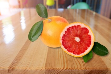 Red oranges path fruit on the desk