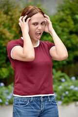 Redhead Female Under Stress Wearing Tshirt