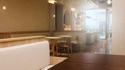 Coffee shop interior background - can used for display or montage your products.barista in counter bar