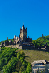  Town of Cochem with the imperial Castle. Historic european castle