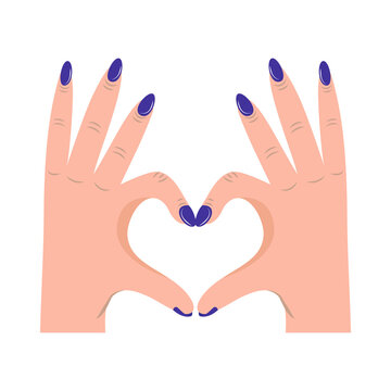female hands making heart
