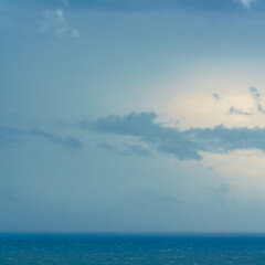 Dark blue clouds and sea. storm, dramatic seascape