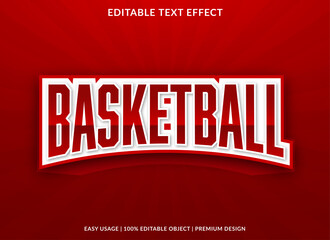 basketball text effect editable template with abstract background use for business logo and brand